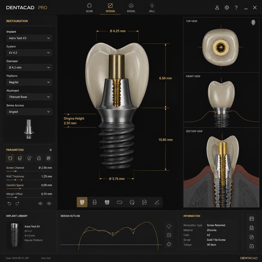 Implant Restoration — Ti-base, angled screw channel